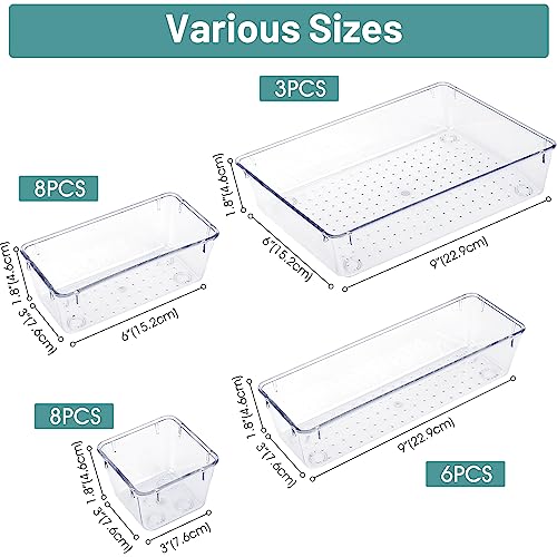 25 PCS Clear Drawer Organizers - Stackable Storage Solution