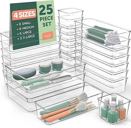25-Piece Clear Drawer Organizers for Ultimate Storage Solutions