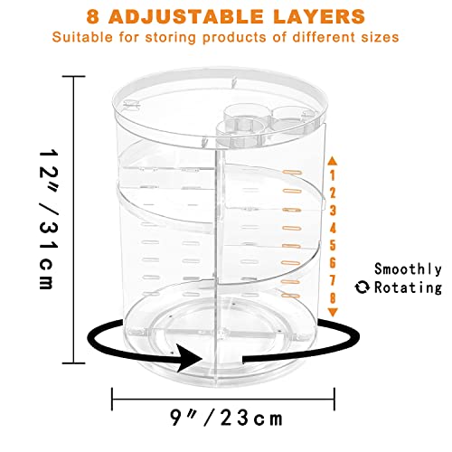 Adjustable 8-Layer Rotating Makeup Organizer & Storage Carousel