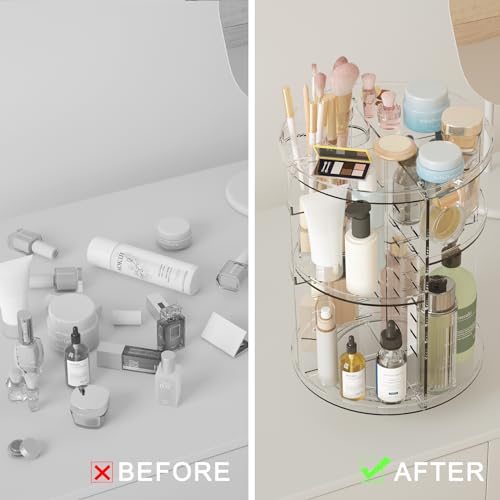 Adjustable 8-Layer Rotating Makeup Organizer & Storage Carousel
