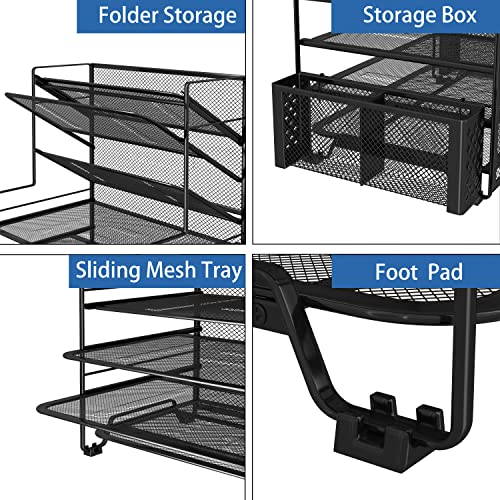Simple Trending 7-Tier Black Desk Organizer with Pen Holder
