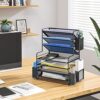 Simple Trending 7-Tier Black Desk Organizer with Pen Holder