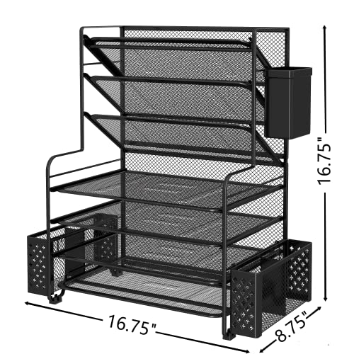 Simple Trending 7-Tier Black Desk Organizer with Pen Holder