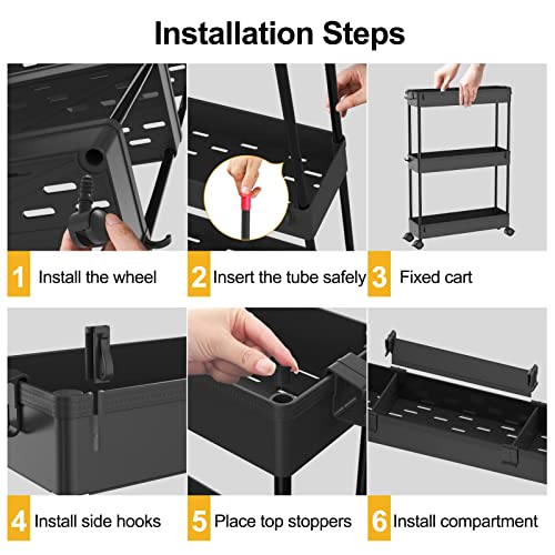 SPACELEAD Slim 4-Tier Rolling Storage Cart - Versatile Organizer