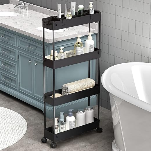 SPACELEAD Slim 4-Tier Rolling Storage Cart - Versatile Organizer