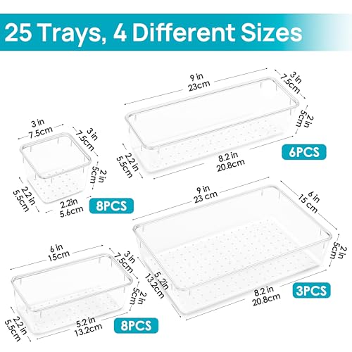 Vtopmart 25 PCS Clear Drawer Organizers – Versatile Storage Solution