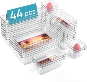 Vtopmart 44 PCS Clear Drawer Organizers – Versatile & Non-Slip!