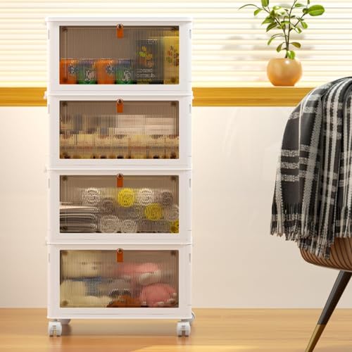 YFXCVSL 4-Tier Stackable Storage Bins with Wheels