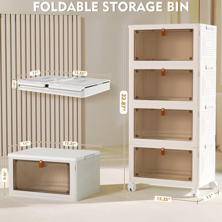 YFXCVSL 4-Tier Stackable Storage Bins with Wheels