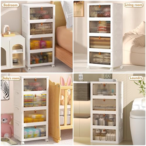 YFXCVSL 4-Tier Stackable Storage Bins with Wheels